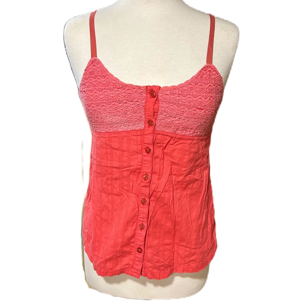 Horny Toad Organic Cotton Spaghetti Strap Blouse Tank Top Size S Coral Gorpcore